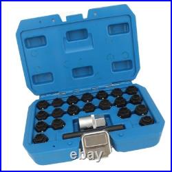°22Pcs Wheel Locking Nut Key Kit High Strength Rust Proof Wheel Lock Nut Scoket