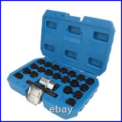 22Pcs Wheel Locking Nut Key Kit High Strength Rust Proof Wheel Lock Nut Scoket