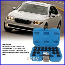 22Pcs Wheel Locking Nut Key Kit High Strength Rust Proof Wheel Lock Nut Scoket
