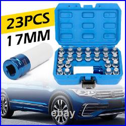 23Pcs Wheel Lock Nut Key Removal Kit Anti-theft Lug Nut Screw Tool Socket for VW