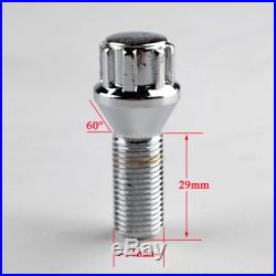 28mm Locking Alloy Wheel Bolts Studs Nuts Set M14x1.5 For VW Transporter T5