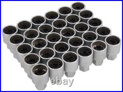 30pc Wheel Nut Key Set 1/2in Drive for Mercedes Locking Nuts Master 301-330