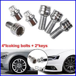 4+2 Locking Wheel Nuts Bolts Studs Tapered Security Key AUDI A3 A4 A5 A6 M14x1.5