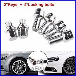 4+2 Locking Wheel Nuts Bolts Studs Tapered Security Key AUDI A3 A4 A5 A6 M14x1.5