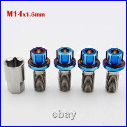 4 Bolts+1Key M14x1.5mm Wheel Locking bolts Titanium For Benz Security lug nuts