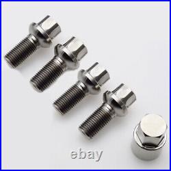 4 Bolts+1Key M14x1.5mm Wheel Locking bolts Titanium For Benz Security lug nuts