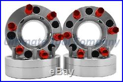 4 Pc 5x5 to 6x135 2 Wheel Conversion Adapter Kit with Red 7 Spline Lock Nut Set
