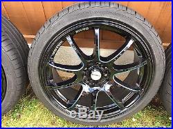 4 x 17 Calibre Alloys Black/Blue with Tyres & Locking Wheel Nuts