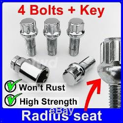4 x ALLOY WHEEL LOCKING BOLTS FOR AUDI (M14x1.5) RADIUS SECURITY LUG NUTS aR0b
