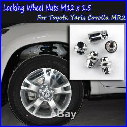 4x Alloy Standard Locking Wheel Bolt Nuts M12 x 1.5 For Toyota Yaris Corolla MR2