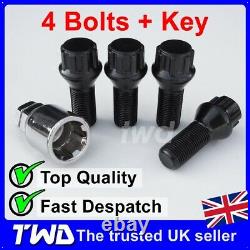 4x BLACK ALLOY WHEEL LOCKING BOLTS FOR NISSAN QASHQAI (2013+) M12x1.5 NUT Tb