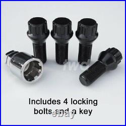 4x BLACK ALLOY WHEEL LOCKING BOLTS FOR NISSAN QASHQAI (2013+) M12x1.5 NUT Tb