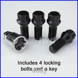 4x WHEEL LOCKING BOLTS VAUXHALL (M12x1.5) ALLOY NUT BLACK SECURITY LUG Tb