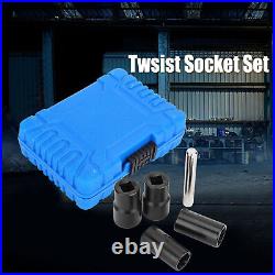 5Pcs Twist Socket Set Locking Wheel Nut Bolt Stud Extractor Removers 17mm 19