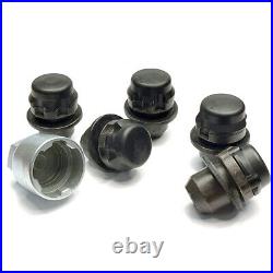 5x Genuine Land Rover Locking Wheel Nuts 14x1.50 Black Land Rover Discovery 3