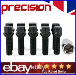 8 Black 40mm Extended Radius Wheel Bolts Nuts and Locks for Audi RS5 Quattro