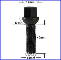 8 Black 40mm Extended Radius Wheel Bolts Nuts and Locks for Audi RS5 Quattro