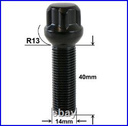 8 Black 40mm Extended Radius Wheel Bolts Nuts and Locks for Audi RS5 Quattro