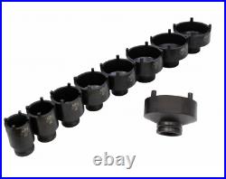 9 Piece Grooved Locking Wheel Nut Remover Socket Set