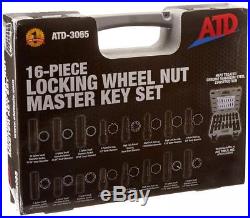ATD Tools 3065 16-Piece Locking Wheel Nut Master Key Set