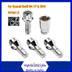Alloy Wheel Locking Nuts Bolts Lugs Studs M12x1.5 Fit Suzuki Swift 04-17 & SX4