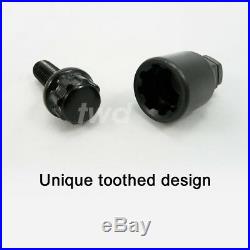 BLACK ALLOY WHEEL LOCKING BOLTS FOR BMW (M14x1.25) 14MM SECURITY LUG NUTS SBXb