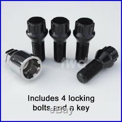 BLACK ALLOY WHEEL LOCKING BOLTS FOR BMW (M14x1.25) 14MM SECURITY LUG NUTS SBXb