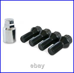 Black Locking Alloy Wheel Bolts & Security Key for BMW 5 Series M14 x 1.25