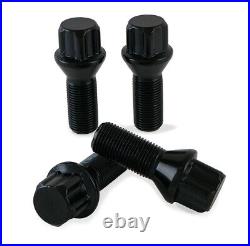 Black Locking Alloy Wheel Bolts & Security Key for BMW 5 Series M14 x 1.25