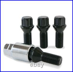 Black Locking Alloy Wheel Bolts & Security Key for BMW 5 Series M14 x 1.25