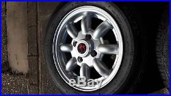 Classic Mini JBW Minilite Alloy Wheels 12 with tyres, nuts & locking wheel nuts