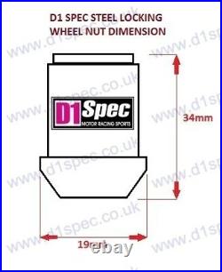 D1 SPEC LOCKING WHEEL NUTS SV/BLACK 1.5 Mazda Lexus Toyota Honda Mitsubishi Ford