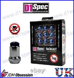 D1 SPEC LOCKING WHEEL NUTS SV/BLUE P1.5 Mazda Lexus Toyota Honda Mitsubishi Ford