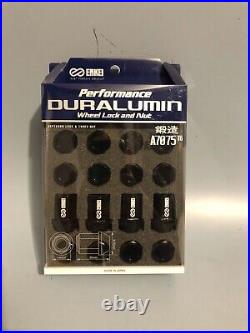 Enkei Duralumin Wheel Lug Nut and Lock Set Black M12x1.50 x 16 JDM Genuine