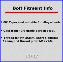 For Jeep Compass Locking Wheel Nuts M12x1.5 Stud Bolts For Alloy Wheels