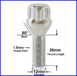 For Jeep Compass Locking Wheel Nuts M12x1.5 Stud Bolts For Alloy Wheels