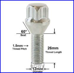 For Renault Modus Locking Wheel Nuts M12x1.5 Stud Bolts For Alloy Wheels