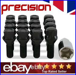 For Vauxhall Models Black Wheel Bolts Set of 12 Studs with 4 Locking Nuts