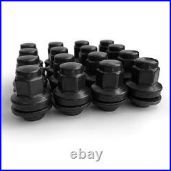 GENUINE JAGUAR BLACK Wheel Nuts & Locks M12X1.50 FLAT SEATED X 16 XJ