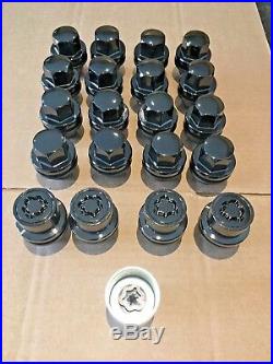 GENUINE LAND ROVER, RANGE ROVER/SPORT BLACK ALLOY WHEEL NUTS LOCKING Set