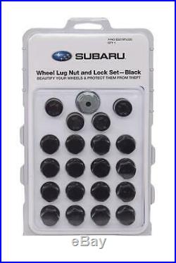 Genuine Subaru Wheel Lug Nut & Lock set BLACK B321SFL020 OEM All Models Aluminum