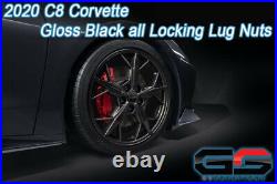Gorilla Wheel Locks Lug Nuts Lugs Gloss Black for 2020+ C8 Corvette OEM Wheels