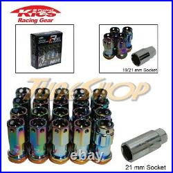 KICS R40 ICONIX NEO-CHROME W LOCK LUG NUTS 14x1.5 M14 FLOATING ACORN WHEELS RIM