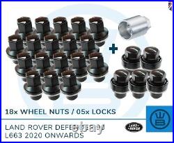 LAND ROVER DEFENDER 90 L663 2020 black wheel nuts & locks 100% genuine LR