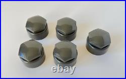 LOCKING WHEEL NUT COVERS AUDI A3 A4 A5 A6 Q3 Q5 Q7 A8 BOLT ROUND CAPS GREY x5