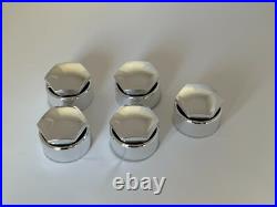 LOCKING WHEEL NUT COVERS AUDI A3 A4 A5 Q3 Q5 Q7 BOLT ROUND CAPS Chrome Silver x5