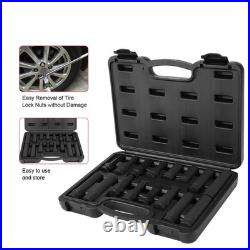 Locking Lug Nut Wheel Lock Key Removal Tool 16Pcs/Set For Auto