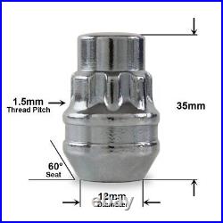 Locking Wheel Nuts For Hyundai i10 Silver M12x1.5