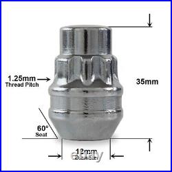 Locking Wheel Nuts For Nissan X-Trail Silver Chrome M12x1.25