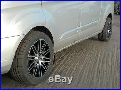 Locks + Nuts Inc Black 18 Alloy Wheels XL Tyres Ford Transit Custom Mk7 Van